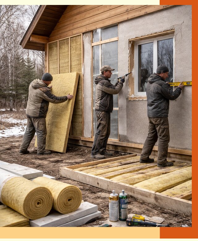Утепление дачного дома в Клинцах от 4938 руб/м2 — недорого | ТепломастерКлы