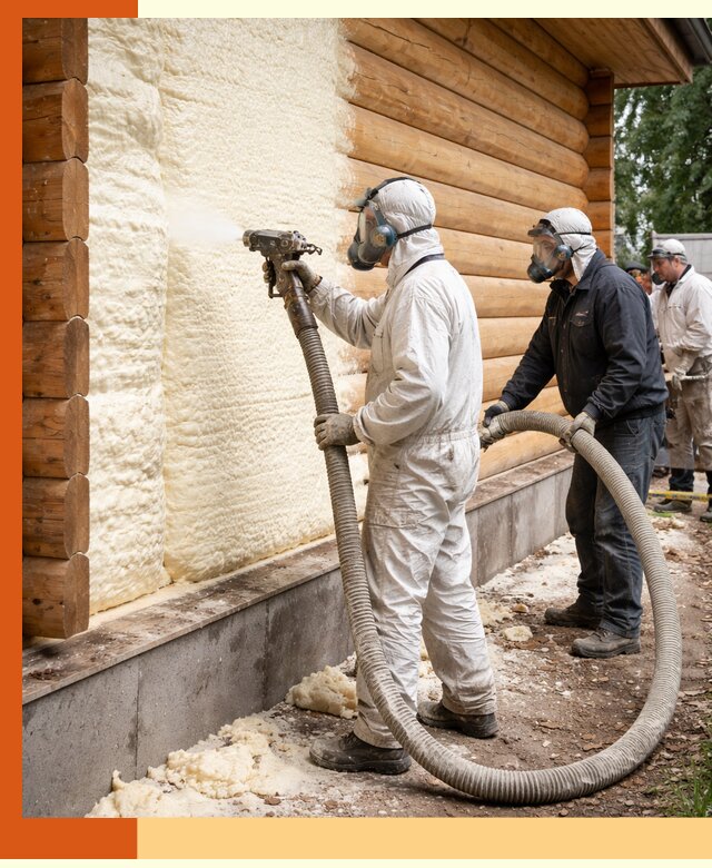 Утепление дома из бруса пенополиуретаном в Клинцах