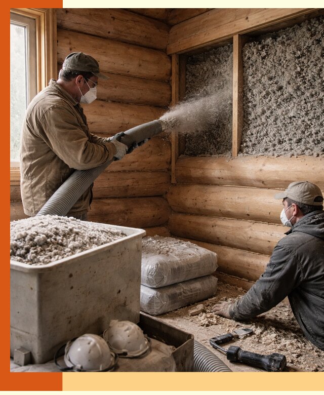 Утепление дома из бруса эковатой в Клинцах