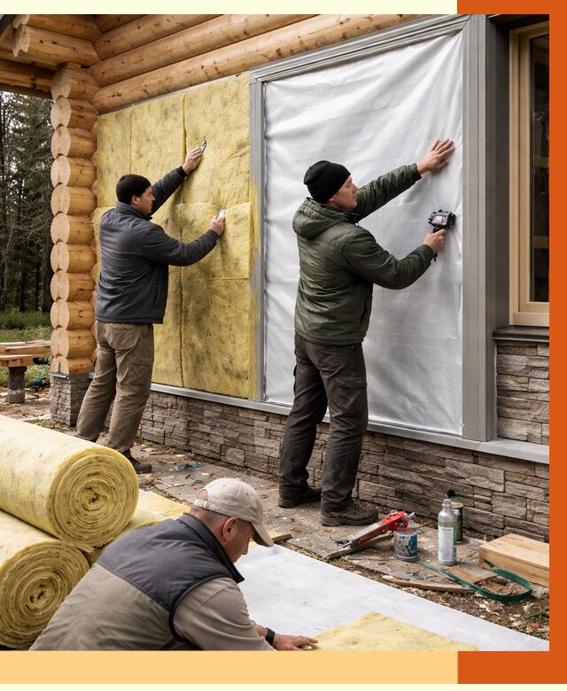 Утепление бревенчатого дома в Клинцах от 7953 руб/м2 — заказать под ключ | ТепломастерКлы