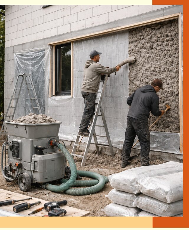 Утепление дома из газобетона эковатой в Клинцах от 4678 руб./м2 | ТепломастерКлы