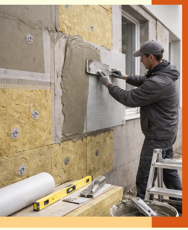 Утепление фасада под штукатурку в Клинцах от 4366 руб/м2 — монтаж пенопластом и минватой | ТепломастерКлы