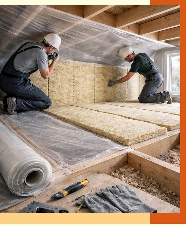 Утепление перекрытий в Клинцах от 2963 руб/м2 — утепление межэтажных и чердачных | ТепломастерКлы