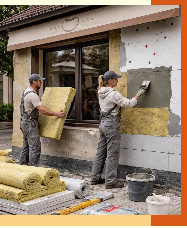 Утепление кафе в Клинцах от 4366 руб/м2 — комплексно под ключ | ТепломастерКлы