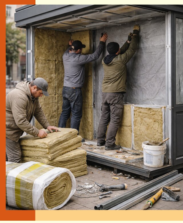 Утепление павильона шаурмы под ключ в Клинцах