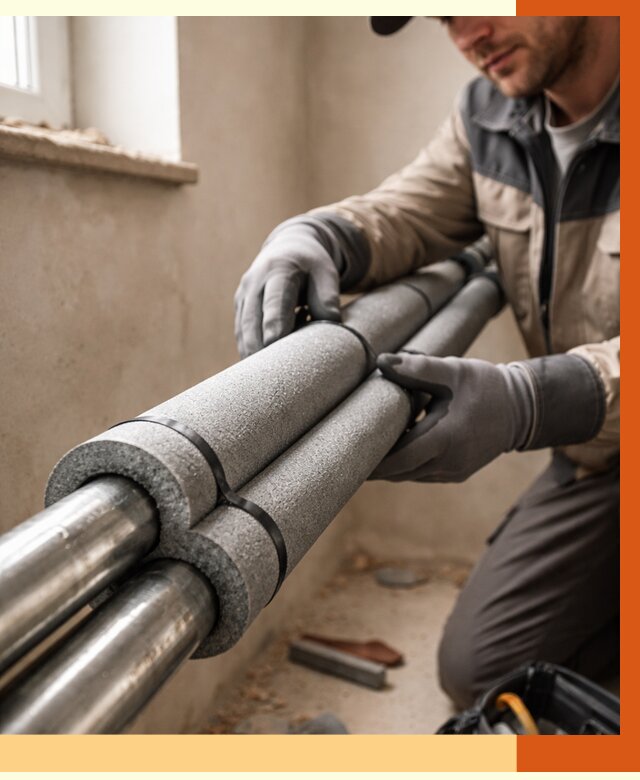 Утепление труб отопления в Клинцах от 2963 руб. за м² — услуги под ключ | ТепломастерКлы