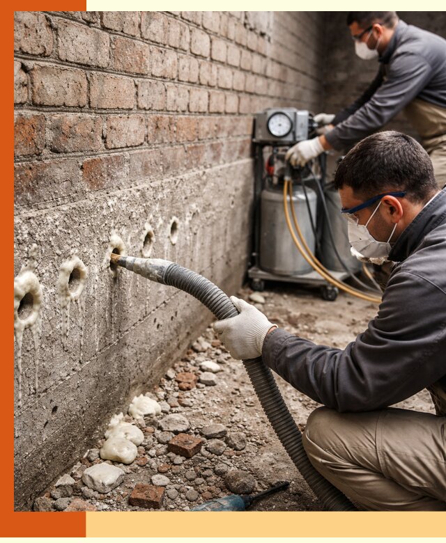 Заполнение колодцевой кладки ППУ в Клинцах быстро и герметично