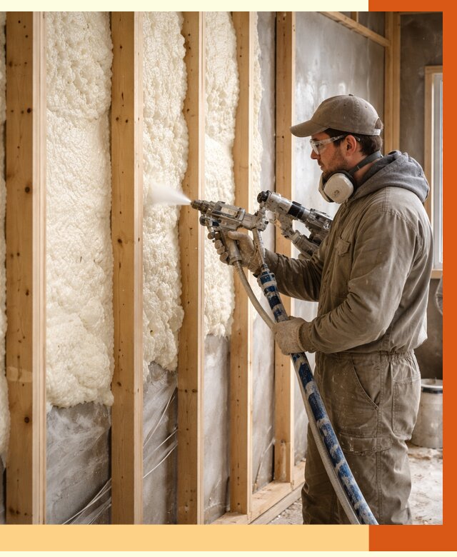 Утепление каркасной стены ППУ в Клинцах от 4418 руб./м2 под ключ | ТепломастерКлы