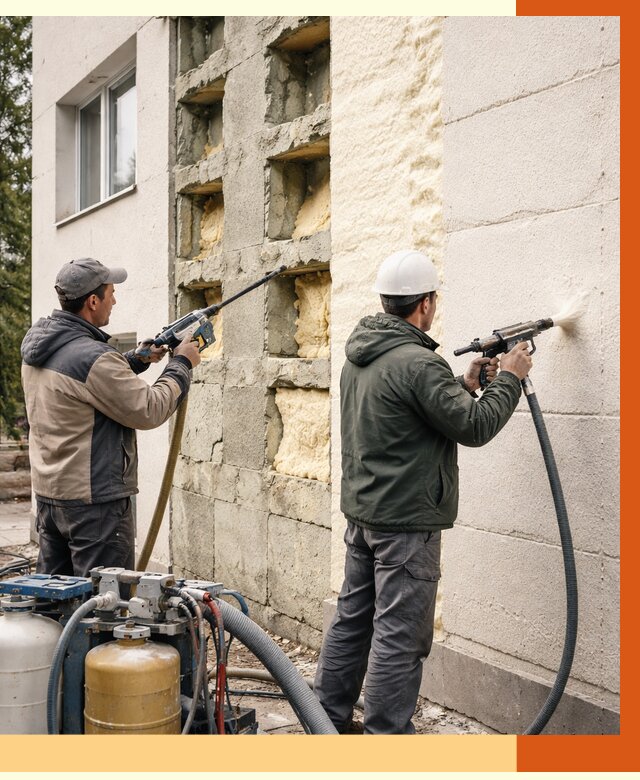 Заполнение пустот фасада в Клинцах от 4678 руб. — утепление пустот облицовки | ТепломастерКлы