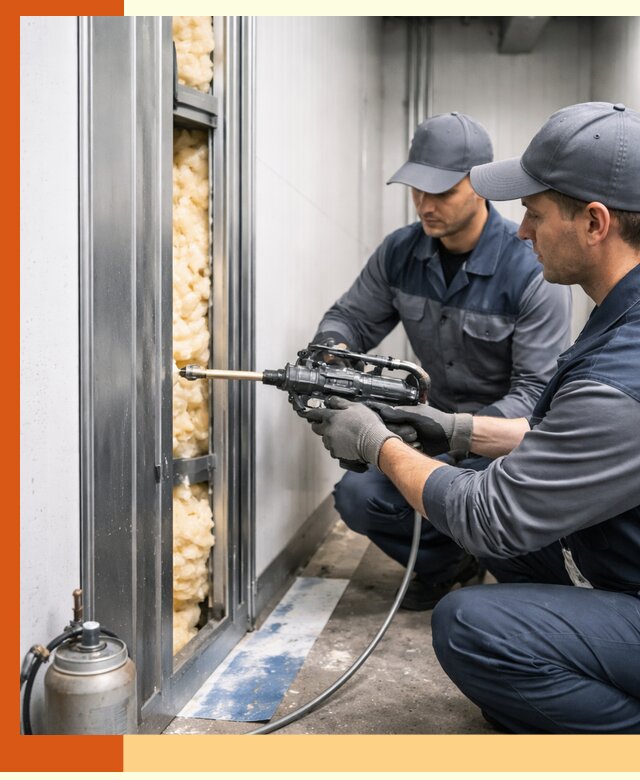 Заполнение пустот холодильных панелей в Клинцах специализированной пеной