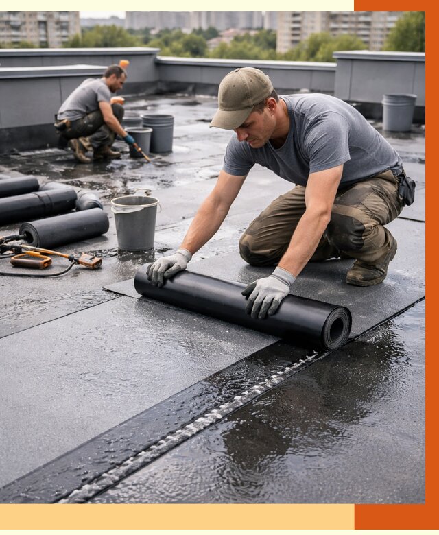 Гидроизоляция плоской кровли в Клинцах от 4678 руб./м2 — профессионально | ТепломастерКлы
